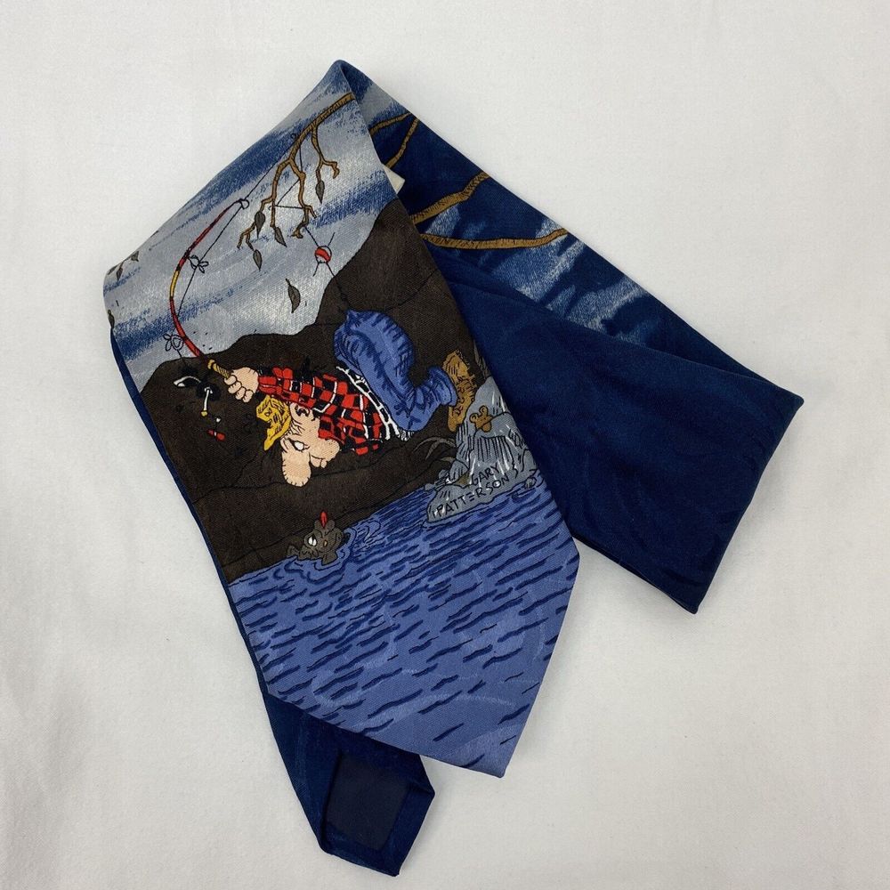 Gary Patterson The Far Side Fishing Humor Mens Neck Tie Balancine Hot Cakes